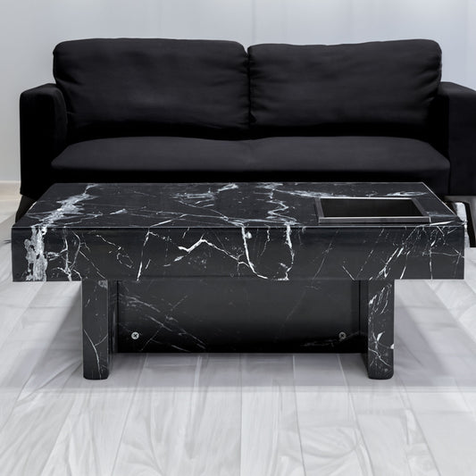 Marble Coffee Table, Black/WhitePattern