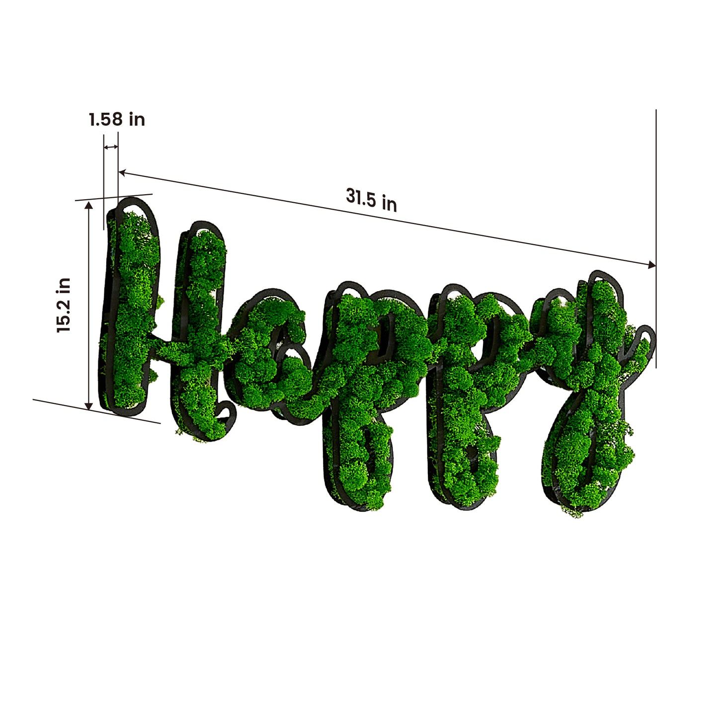 happy letter art moss wall decor