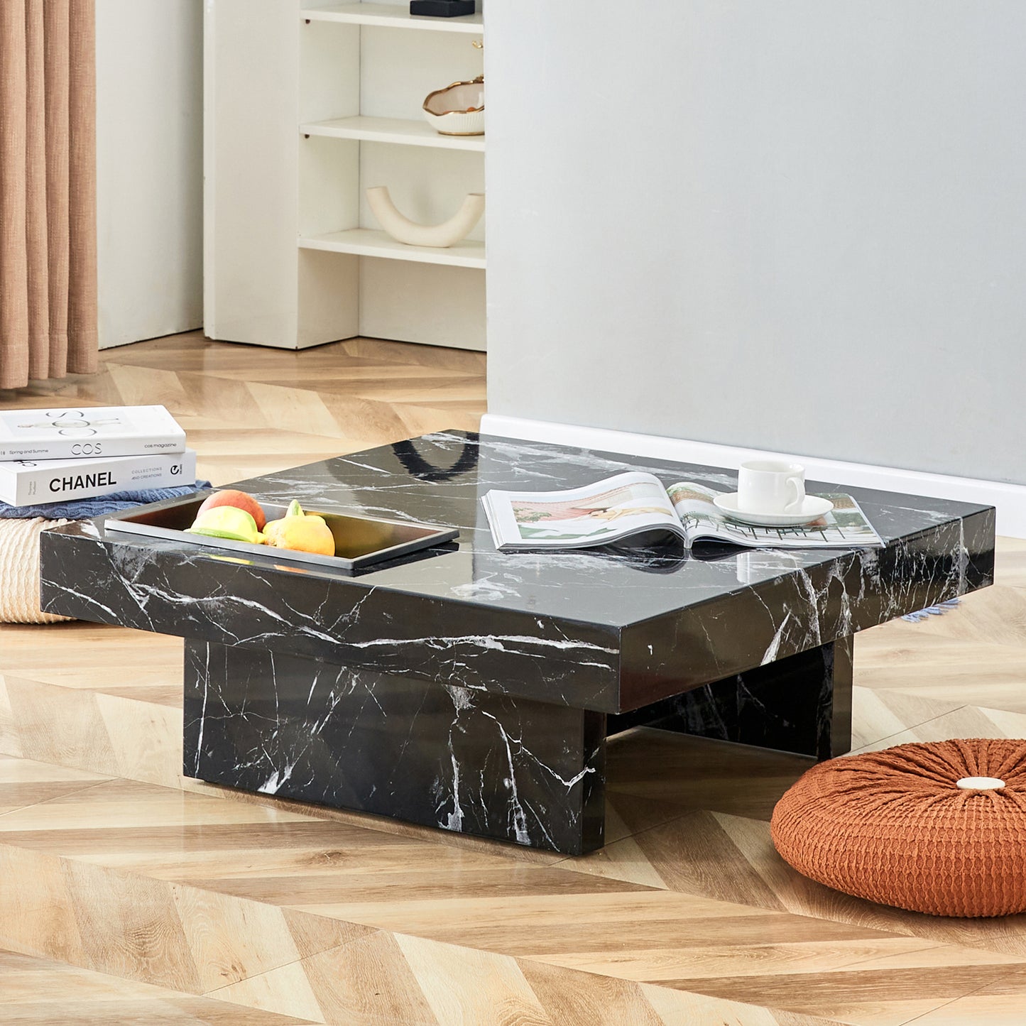 marble coffee table, black/whitepattern