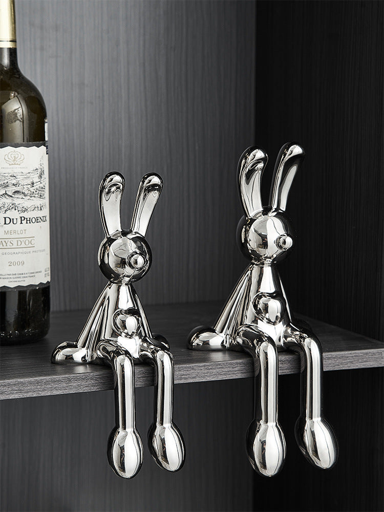 light luxury electroplated silver plated rabbit decoration