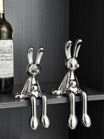 Light Luxury Electroplated Silver Plated Rabbit Decoration