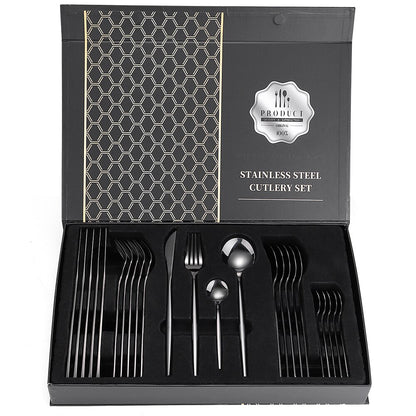 24pcs Dinnerware Set Stainless Steel Tableware Set