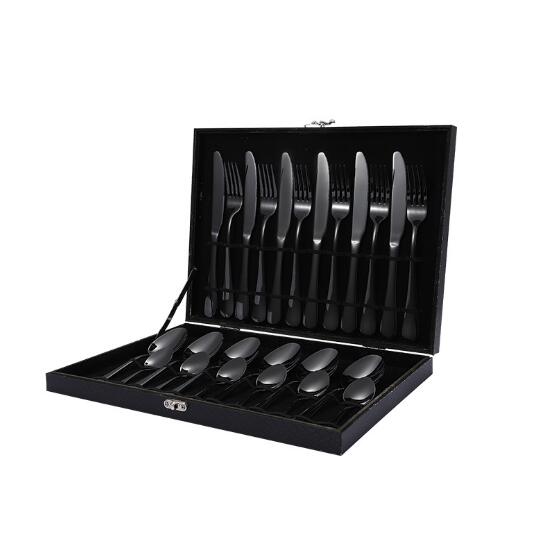 24pcs tableware flatware set non-fading cutlery sets 18/10 stainless steel  box