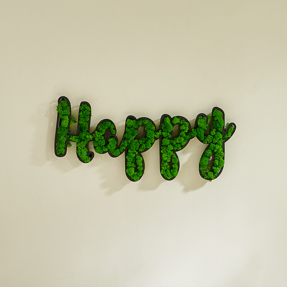 happy letter art moss wall decor