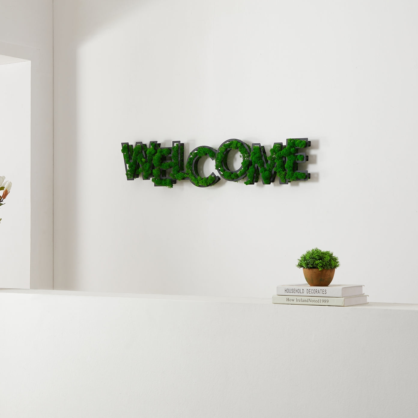 welcome letter art moss wall decor
