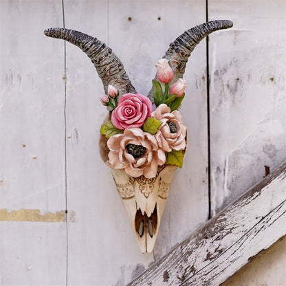 Simulated flower sheep head wall hanging ornament