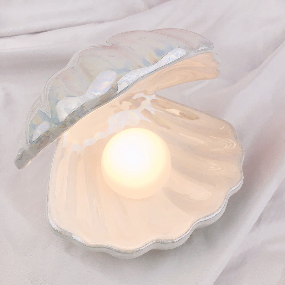 ceramic shell pearl night light, multicolors