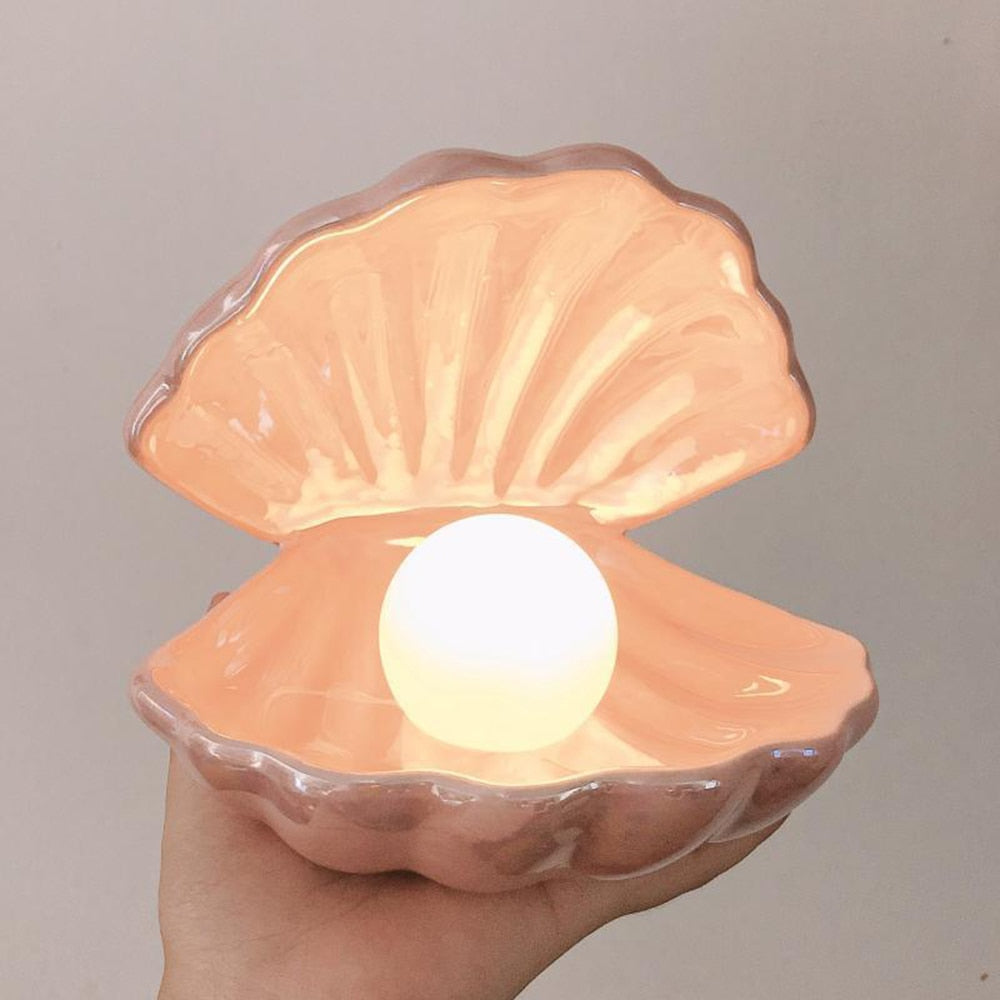 ceramic shell pearl night light, multicolors