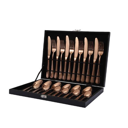 24pcs tableware flatware set non-fading cutlery sets 18/10 stainless steel  box