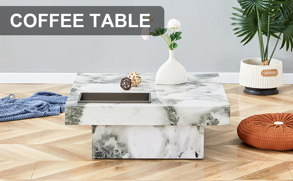 marble coffee table, white/black pattern