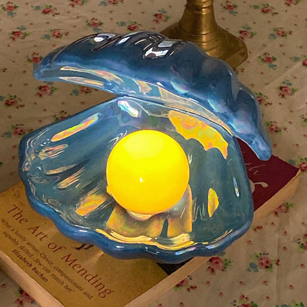 ceramic shell pearl night light, multicolors