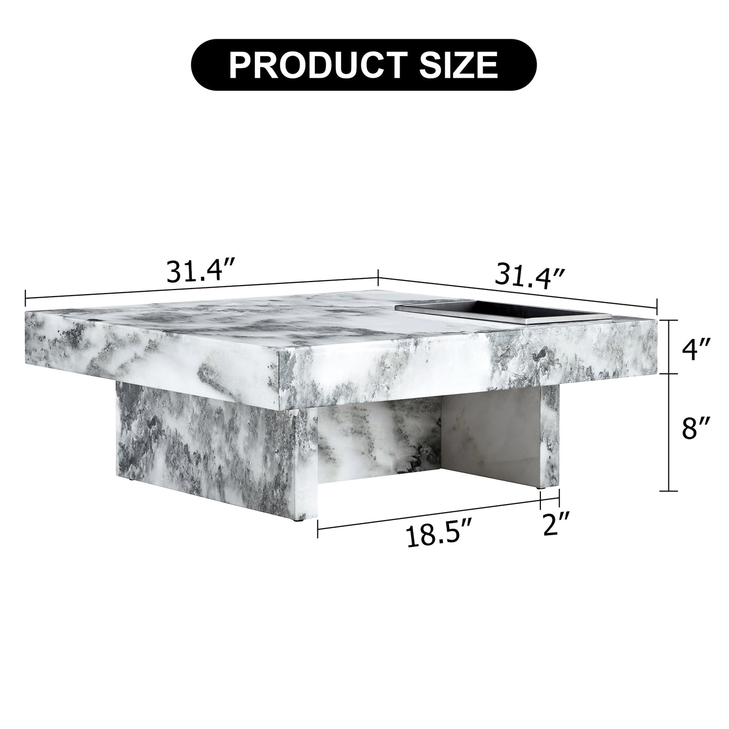 marble coffee table, white/black pattern