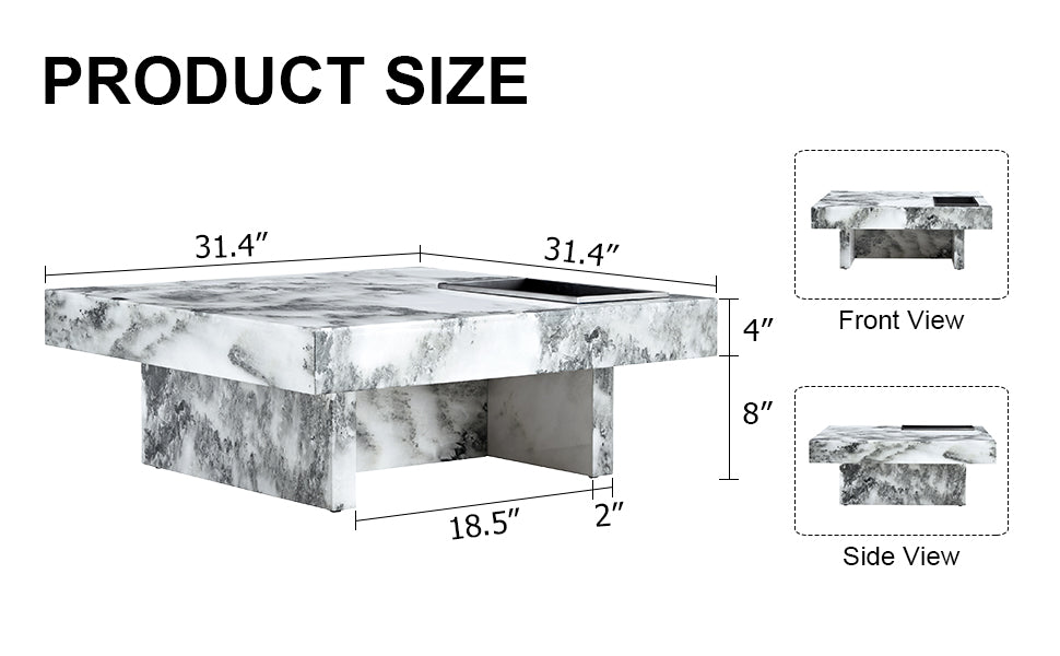 marble coffee table, white/black pattern