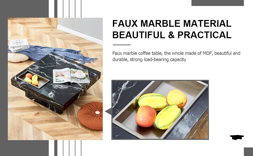 marble coffee table, black/whitepattern