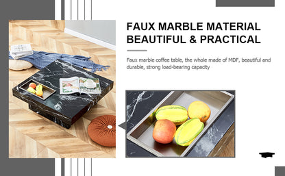 Marble Coffee Table, Black/WhitePattern