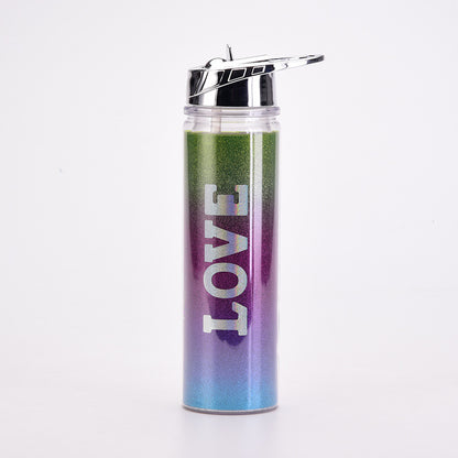 Rainbow Gradient Magic Color Double-Wall Water Bottle – Portable Outdoor Cup