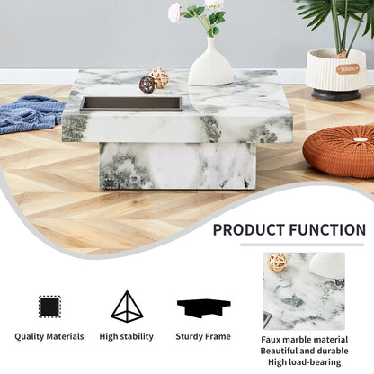Marble Coffee Table, White/Black Pattern