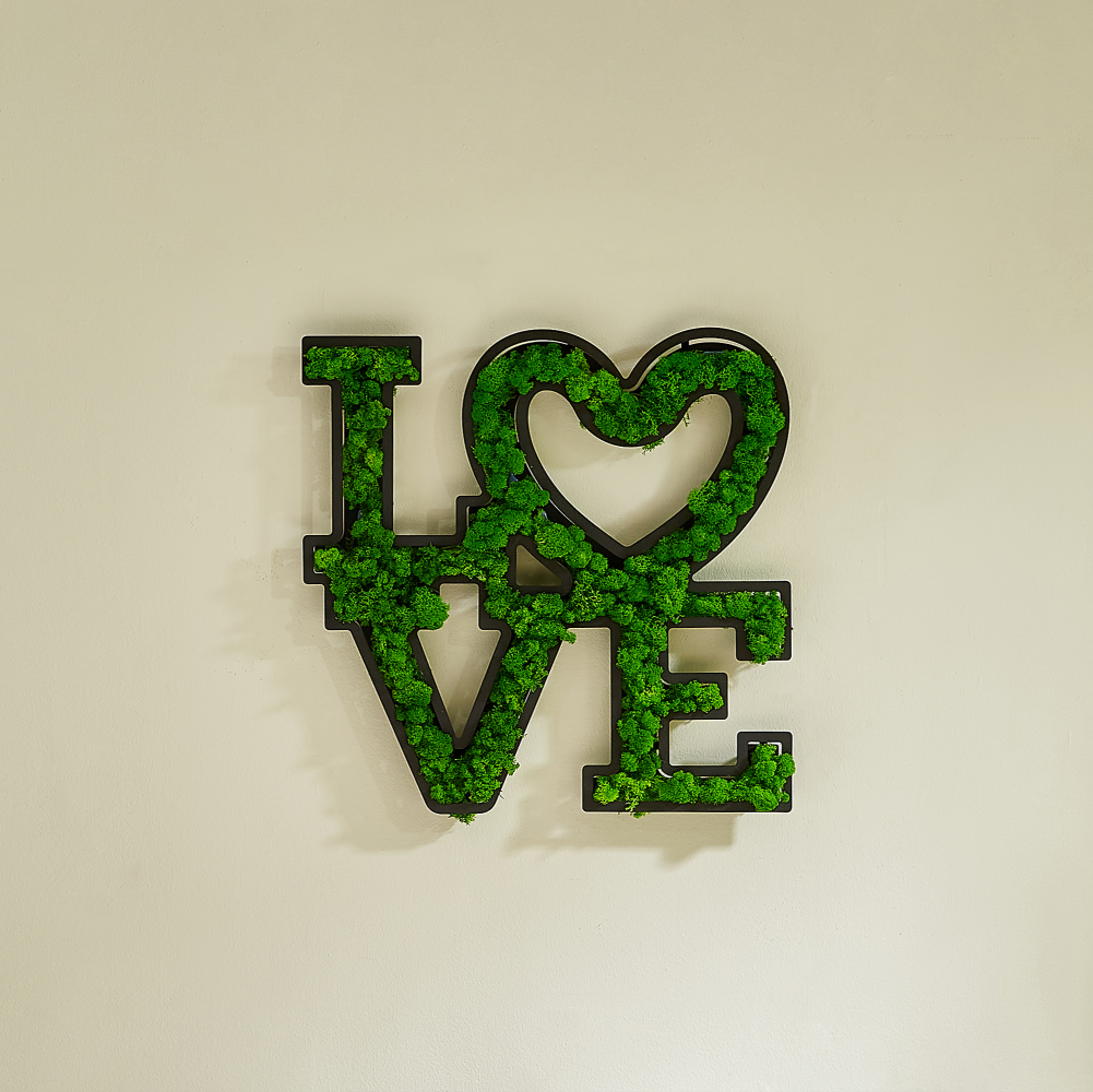 love letter art moss wall decor