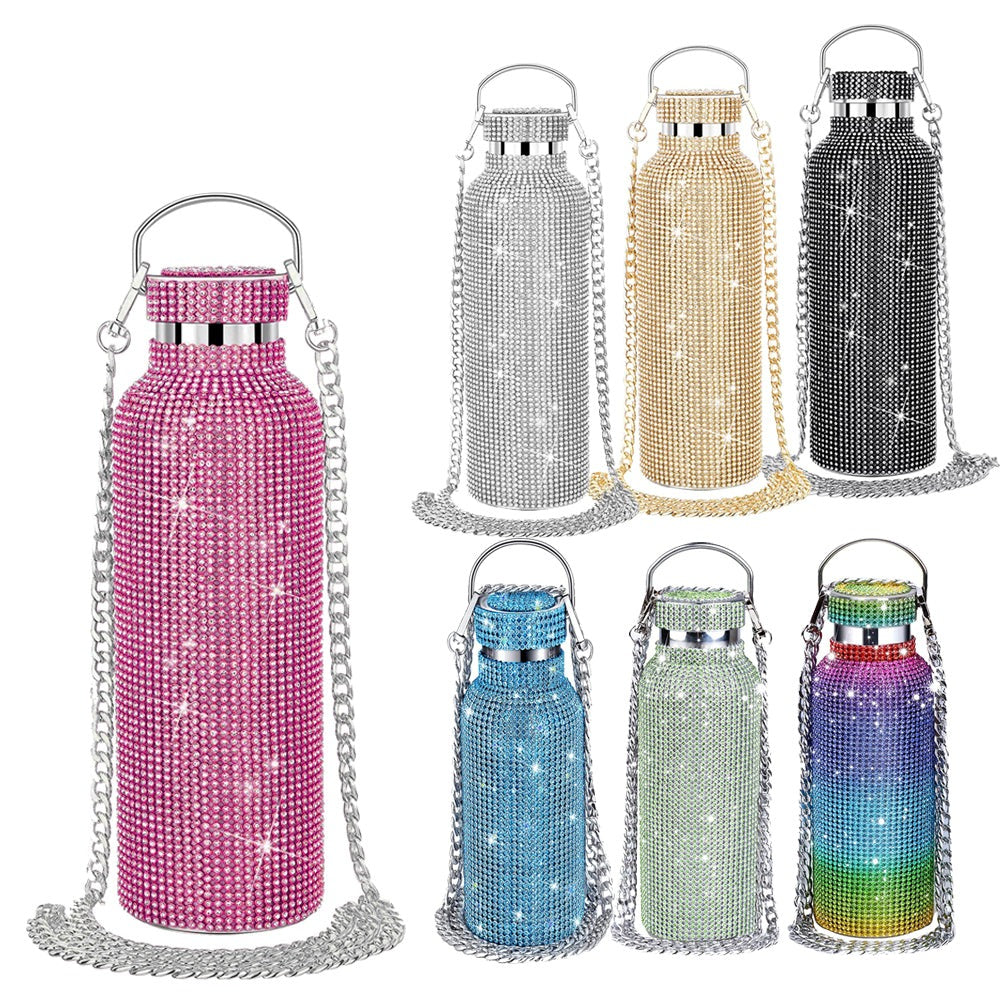 diamond-encrusted thermos water cup