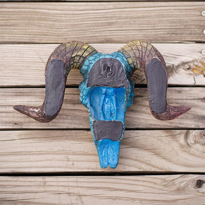 Retro three-dimensional turquoise blue sheep head wall hanging ornament