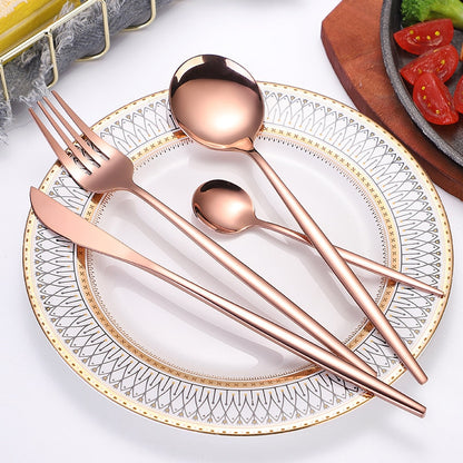 24pcs Gold Dinnerware Set Stainless Steel Gift Box