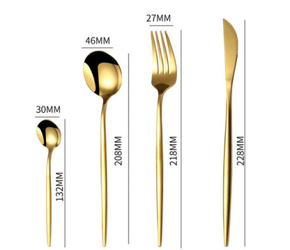 24pcs Gold Dinnerware Set Stainless Steel Gift Box