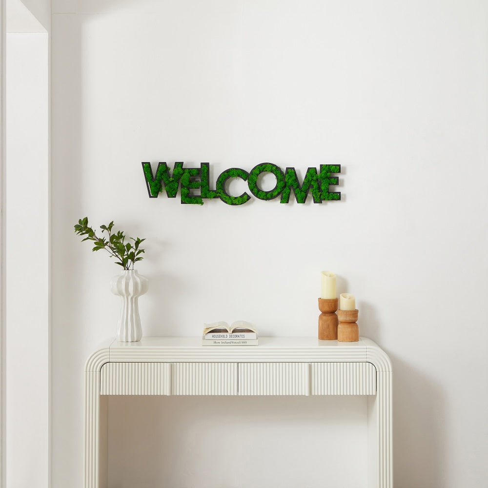 welcome letter art moss wall decor