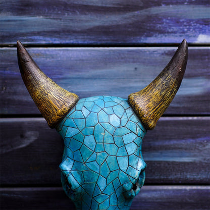 pointed cow head bone wall ornament