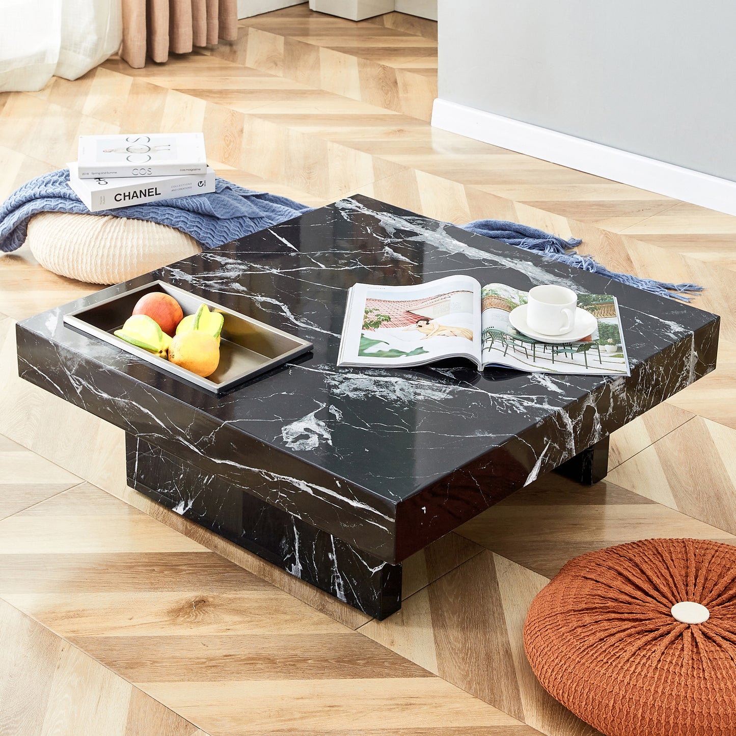 marble coffee table, black/whitepattern