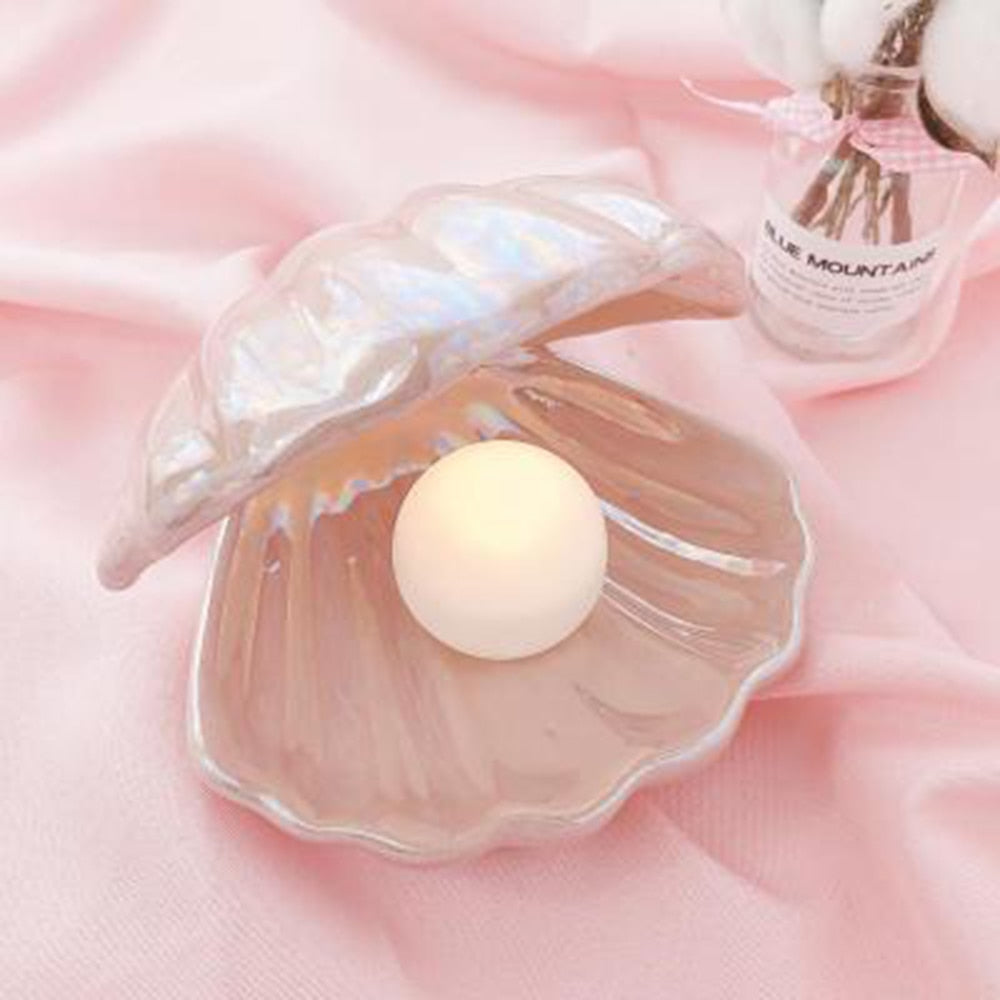 ceramic shell pearl night light, multicolors