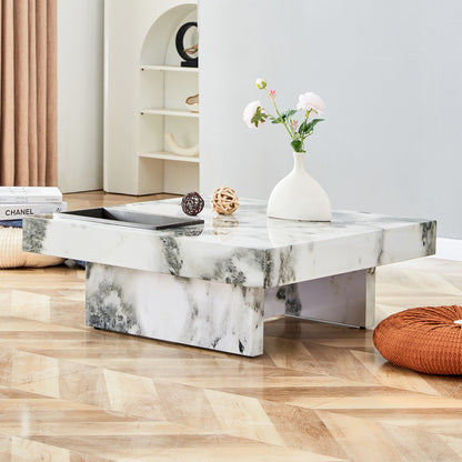 Marble Coffee Table, White/Black Pattern