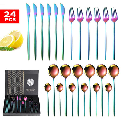 24pcs Dinnerware Set Stainless Steel Tableware Set