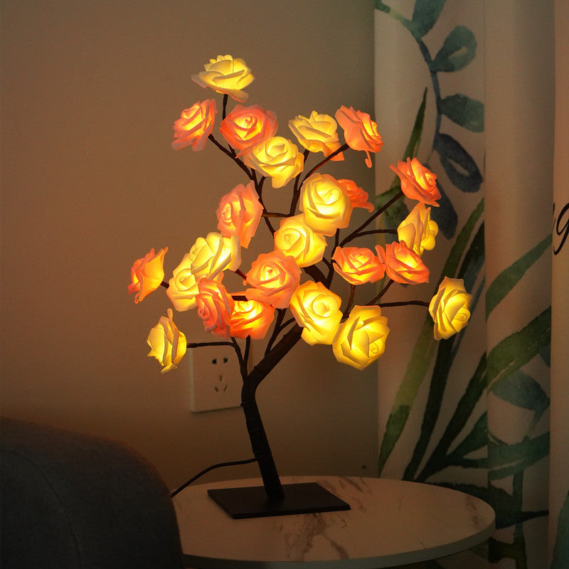 led rose tree bouquet table lamp – romantic floral lighting