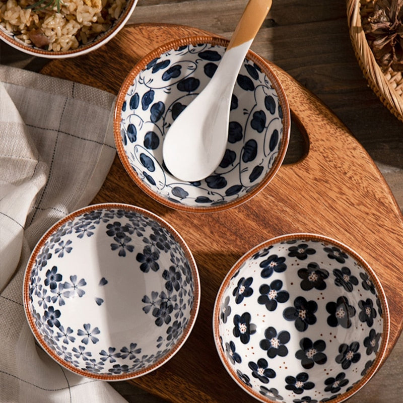 gift box japanese ceramic cereal rice bowls set of 6