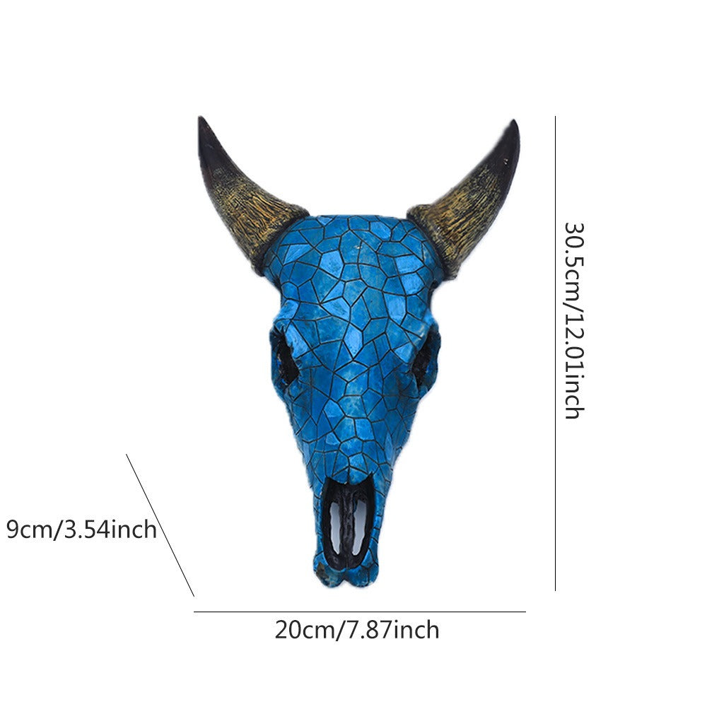 pointed cow head bone wall ornament