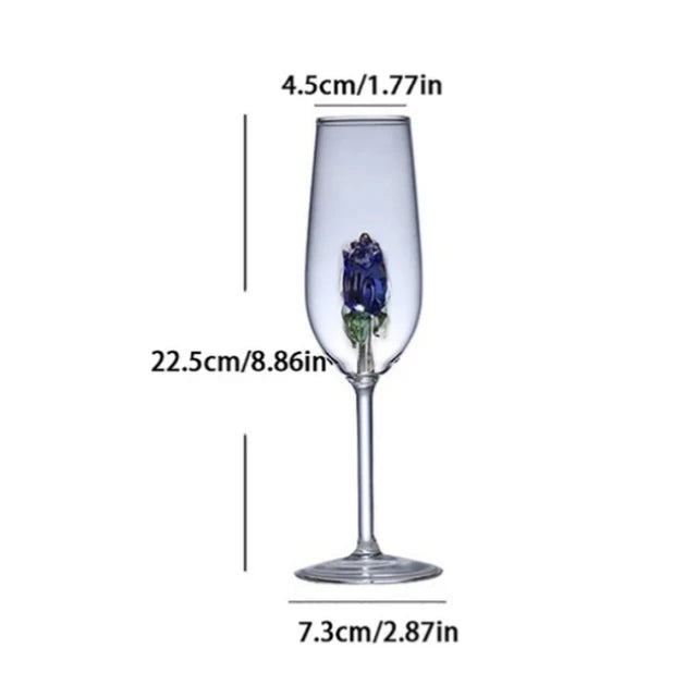 3d blue glass rose wine glass – stunning artisan drinkware