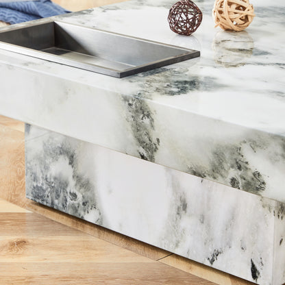Marble Coffee Table, White/Black Pattern