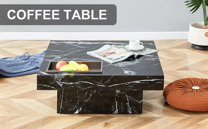 Marble Coffee Table, Black/WhitePattern