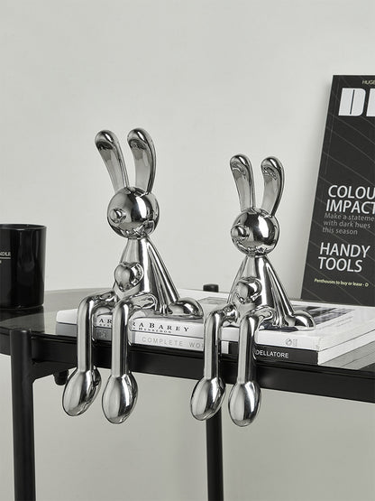 Light Luxury Electroplated Silver Plated Rabbit Decoration