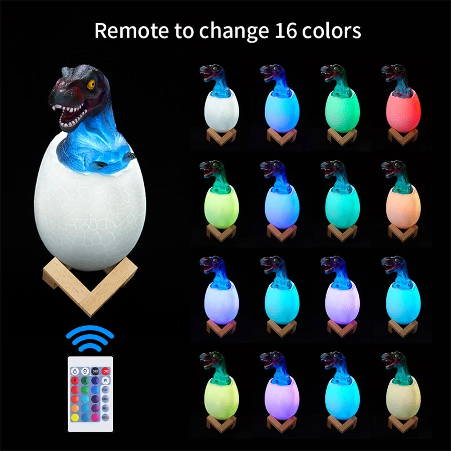 3d printed dinosaur egg withtouch sensor led night light 16 colors