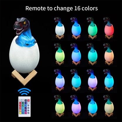 3D Printed Dinosaur Egg withTouch Sensor LED Night Light 16 Colors