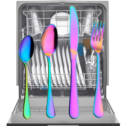 24PCS Tableware Flatware Set Non-fading Cutlery Sets 18/10 Stainless Steel  Box