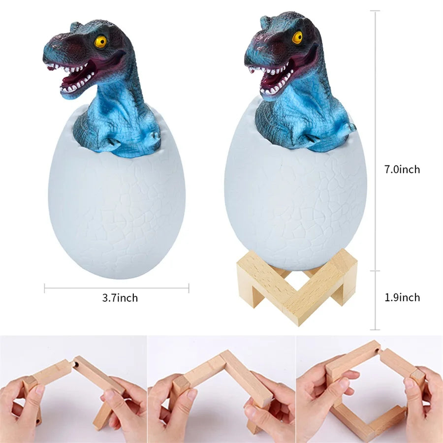 3d printed dinosaur egg withtouch sensor led night light 16 colors