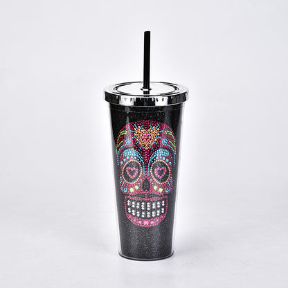 Double Diamond Creative Skull Water Cup – Bold Gothic Drinkware