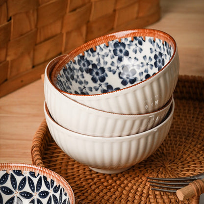 Gift Box Japanese Ceramic Cereal Rice Bowls Set of 6