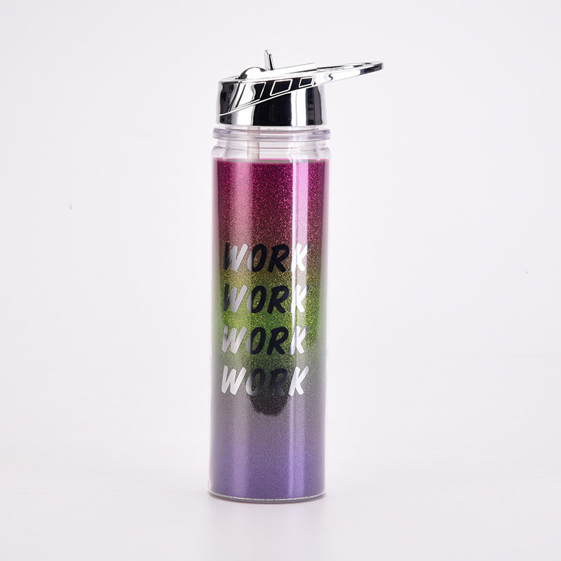 rainbow gradient magic color double-wall water bottle – portable outdoor cup