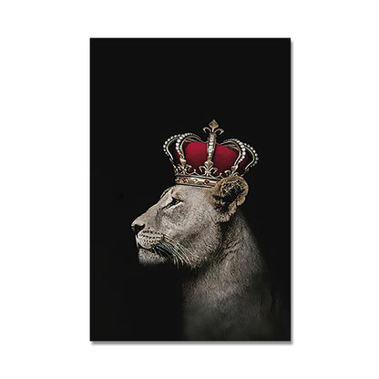 Black Lion King and Lioness Queen Wall Art
