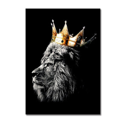Black Lion King and Lioness Queen Wall Art