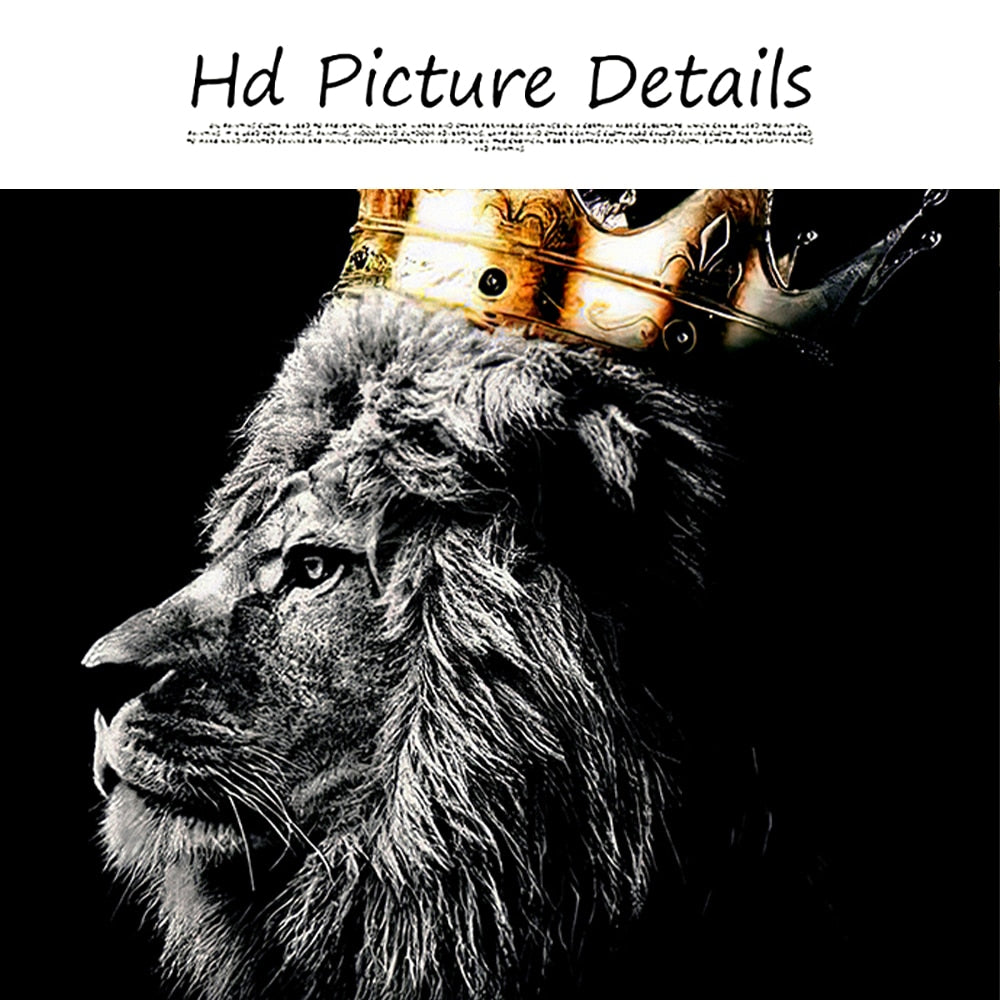 black lion king and lioness queen wall art