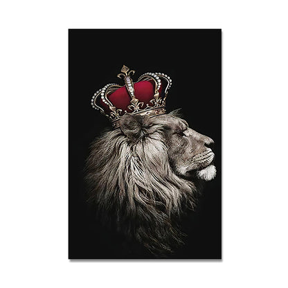 Black Lion King and Lioness Queen Wall Art